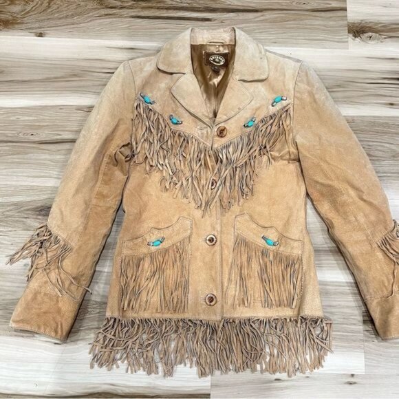 Ruidoso by Montecarlo Leather Fringe Beaded Jacket Women’s Medium - Picture 1 of 7